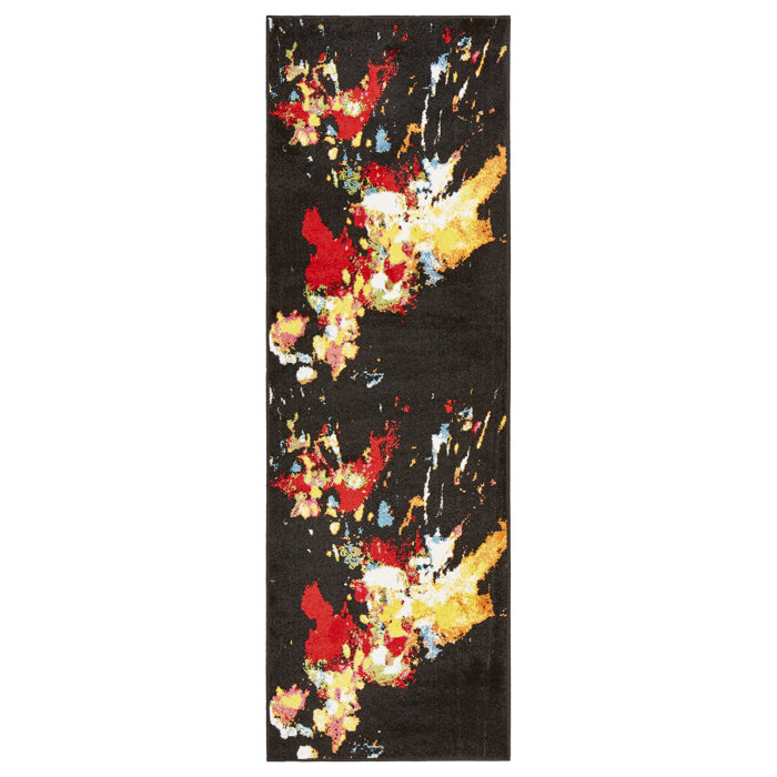 Wrought Studio Andreasen Abstract Black/Red/Yellow Area Rug & Reviews